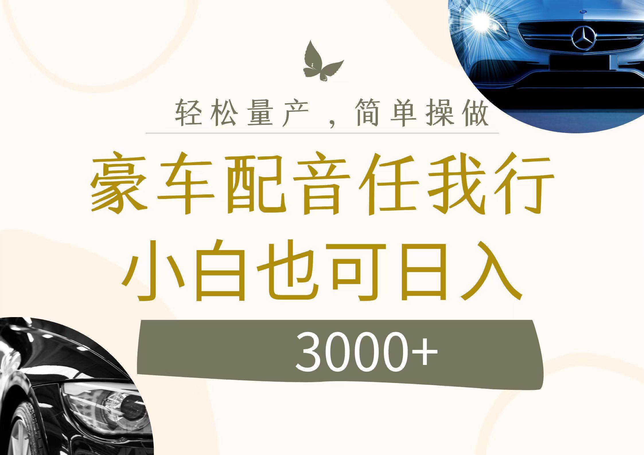 不为人知的暴力小项目，豪车配音，日入3000+-佐帆副业网