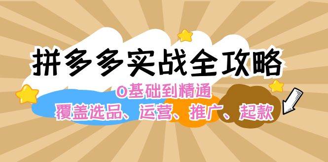 拼多多实战全攻略：0基础到精通，覆盖选品、运营、推广、起款-佐帆副业网