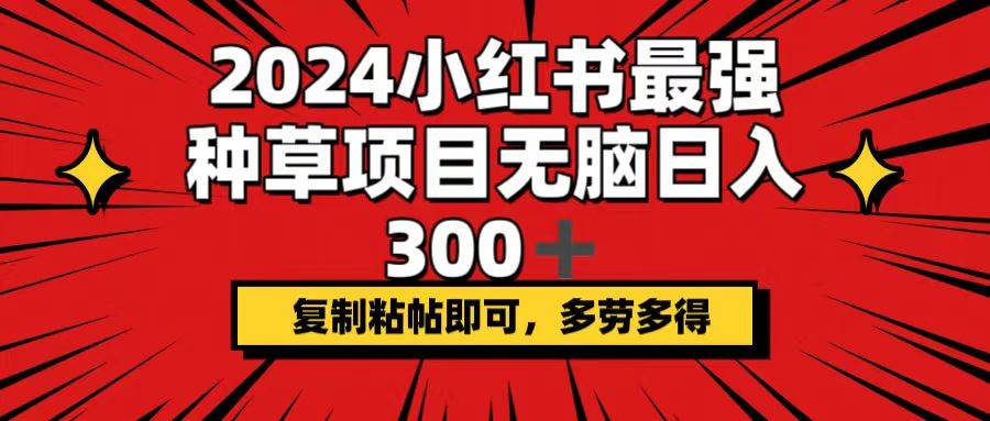 2024小红书最强种草项目，无脑日入300+，复制粘帖即可，多劳多得-佐帆副业网
