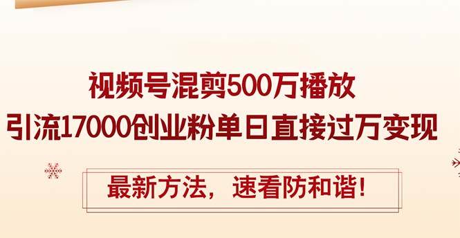 精华帖视频号混剪500万播放引流17000创业粉，单日直接过万变现，最新方…-佐帆副业网